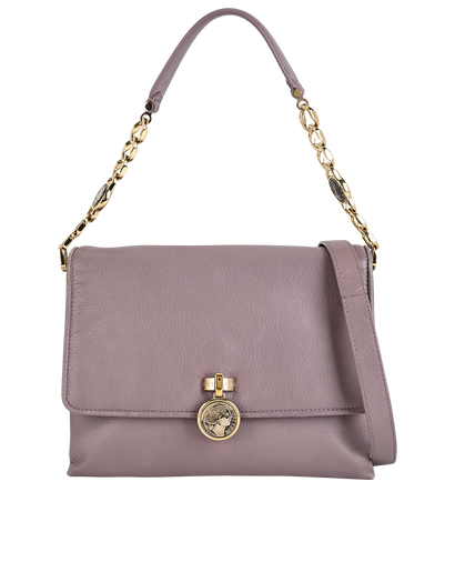 Monette Flap Top Handle, &pound;375, Handbags, Purple, Leather, Front view